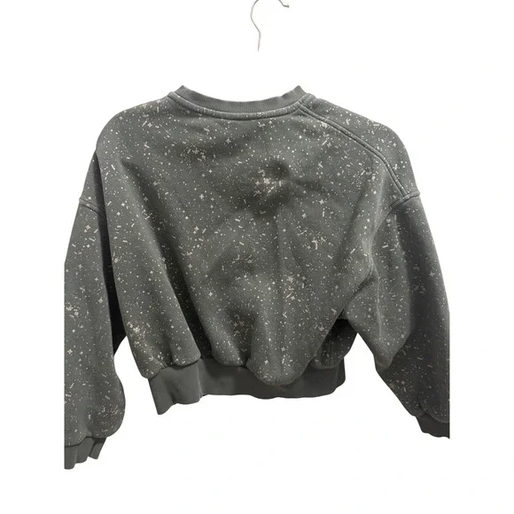 Nike Kids Green Silver Metallic Star Fleck Cropped Crewneck Sweatshirt Medium M - Picture 3 of 9